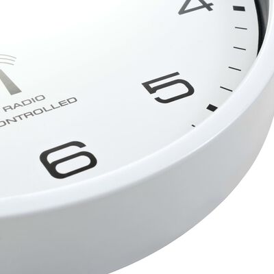 vidaXL Sterowany radiowo zegar z mechanizmem kwarcowym, 31 cm, biały