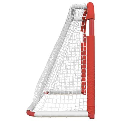 vidaXL Bramka do hokeja, czerwono-biała, 137x66x112 cm, poliester