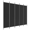 vidaXL Parawan 5-panelowy, czarny, 250x200 cm, tkanina