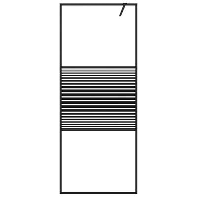 vidaXL Ścianka prysznicowa, czarna, 80x195 cm, przezroczyste szkło ESG