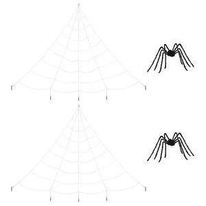 vidaXL Dekoracja pająka halloweenowego z sieciami 2 pcs Czarny i biały