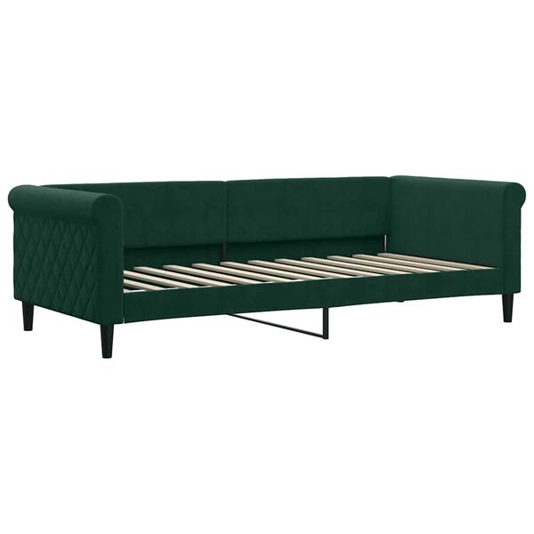 vidaXL Sofa rozsuwana z szufladami, ciemnozielona, 90x200 cm, aksamit
