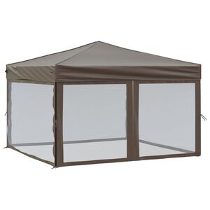 vidaXL Składany namiot imprezowy ze ściankami, taupe, 3x3 m