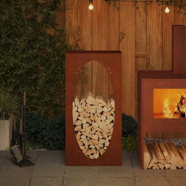 vidaXL Stojak na drewno opałowe, 50x23x100 cm, stal nierdzewna