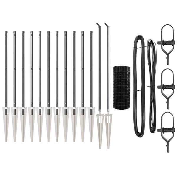 vidaXL Ogrodzenie z słupkiem Szary 0,6 x 25 m Stal i PVC