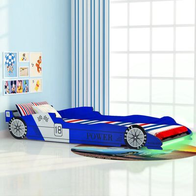 vidaXL Łóżko dziecięce w kształcie samochodu, 90 x 200 cm, niebieskie