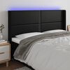 vidaXL Zagł&oacute;wek do ł&oacute;żka z LED, czarny 183x16x118/128cm sztuczna sk&oacute;ra