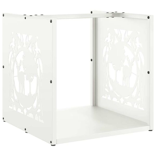 vidaXL Stojak na drewno opałowe biały Stal walcowana na zimno