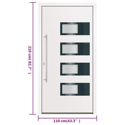 vidaXL Drzwi wejściowe, białe, 110x210 cm, aluminium i PVC
