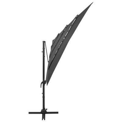 vidaXL 4-poziomowy parasol na aluminiowym słupku, antracyt, 250x250 cm