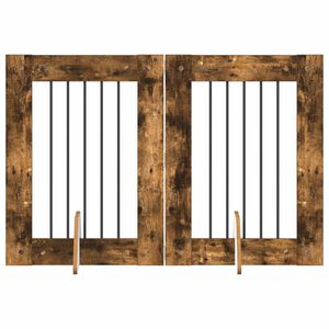 vidaXL Bramka dla ps&oacute;w z podp&oacute;rkami 2 pcs Dąb wędzony 60 x 80 cm