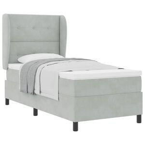 vidaXL Ł&oacute;żko sprężynowe z materacem Jasnoszary 190 x 90 cm Poliester