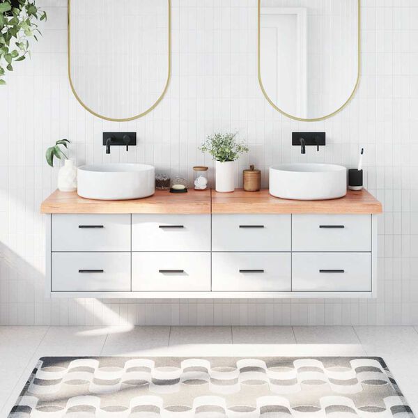 vidaXL Blat do łazienki, jasnobrązowy, 180x50x(2-6) cm, lite drewno