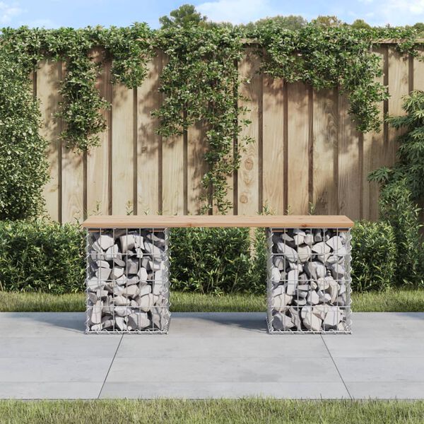 vidaXL Ławka ogrodowa, gabion, 103x31x42 cm, lite drewno sosnowe