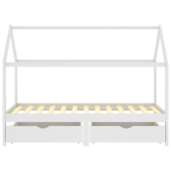 vidaXL Ł&oacute;żko dziecięce z szufladami, białe, lita sosna, 90x200 cm