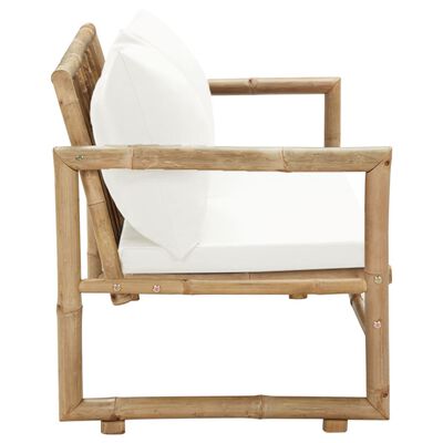 vidaXL 2-osobowa sofa ogrodowa z poduszkami, bambus
