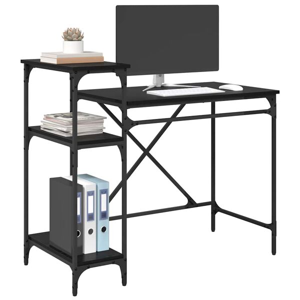 vidaXL Biurko Czarny Dąb 105 x 50 x 90 cm Materiał drewnopochodny