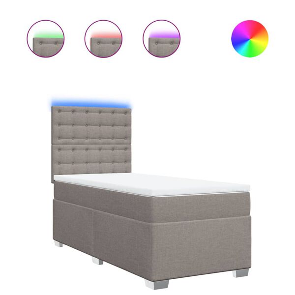 vidaXL Ł&oacute;żko kontynentalne z materacem, taupe, tkanina, 100x200 cm