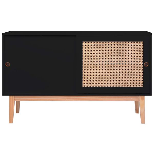 vidaXL Szafka, czarna, 130 x 40 x 80 cm, MDF i rattan