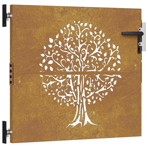 vidaXL Furtka ogrodowa, 85x75 cm, stal kortenowska, motyw drzewa
