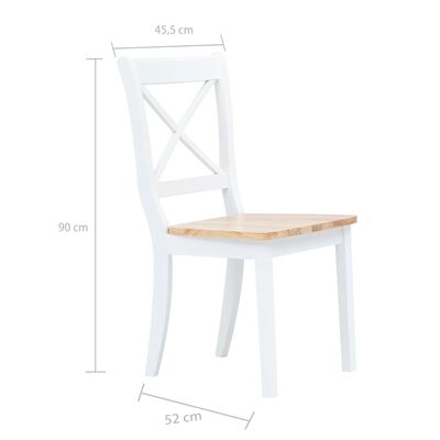vidaXL Krzesła stołowe, 6 szt., biało-naturalne, drewno kauczukowe