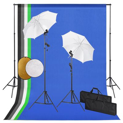 vidaXL Zestaw studyjny z lampami, parasolkami, tłami i blendami