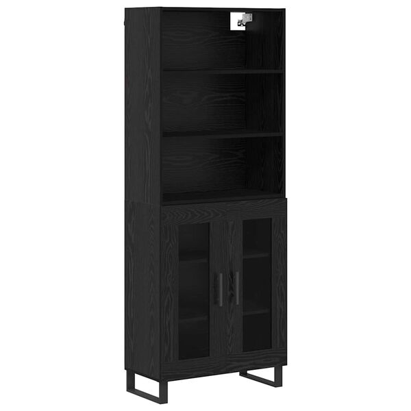 vidaXL Highboard Czarny Dąb 69,5 x 34 x 180 cm Materiał drewnopochodny