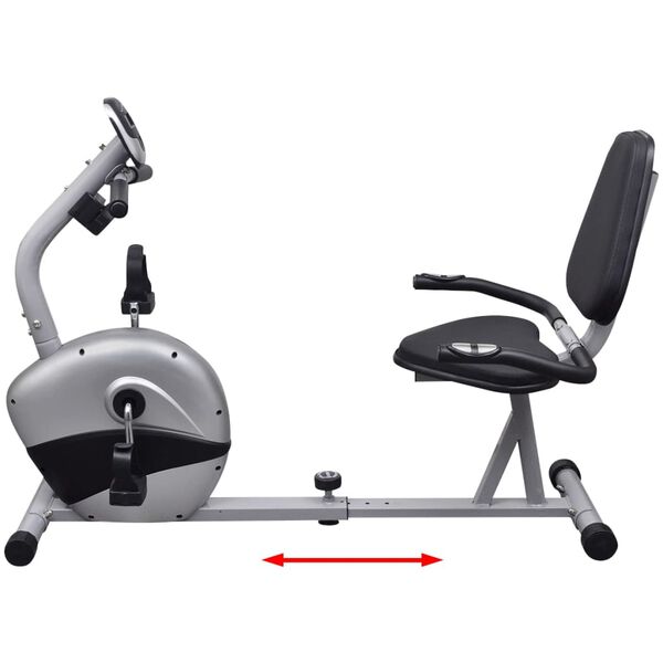 vidaXL Poziomy rower treningowy, magnetyczne koło zamachowe 3 kg