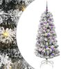 vidaXL Sztuczna choinka z zawiasami 150 LED Zielony i Biały 150 cm