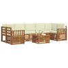 vidaXL Zestawy sof 8 pcs Naturalny i Kremowy Lite Drewno Akacji