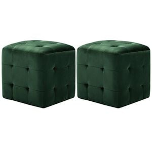 vidaXL Pufy, 2 szt., zielone, 30 x 30 x 30 cm, aksamit