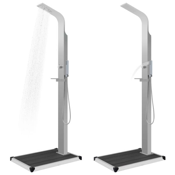 vidaXL Prysznic ogrodowy z podstawą, WPC, stal nierdzewna