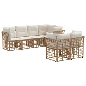 vidaXL Zestaw sof na zewnątrz z poduszką 7 pcs naturalny Poliester