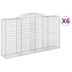 vidaXL Kosze gabionowe z łukiem, 6 szt., 300x50x160/180 cm, żelazo
