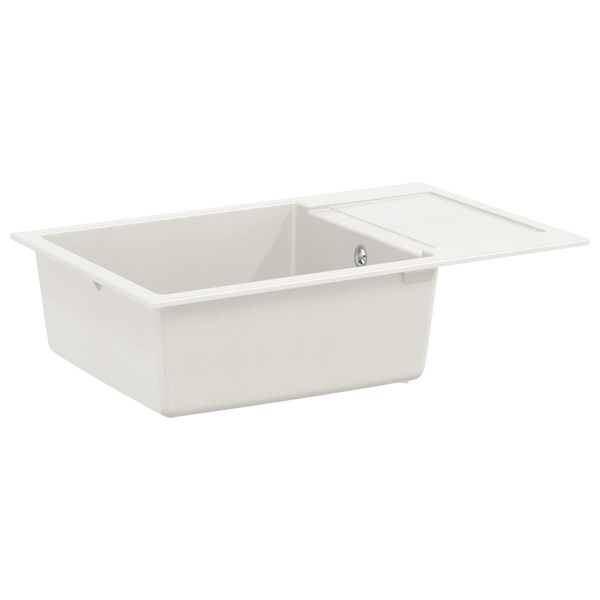 vidaXL Zlew Biały 780 x 500 mm 80% Kwarc i 20% Żywica