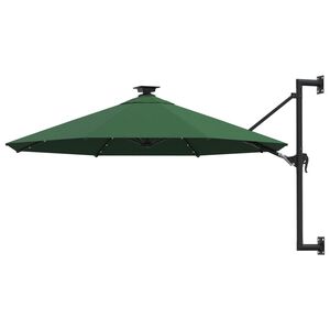 vidaXL Parasol ogrodowy z LED, ścienny, 300 cm, zielony
