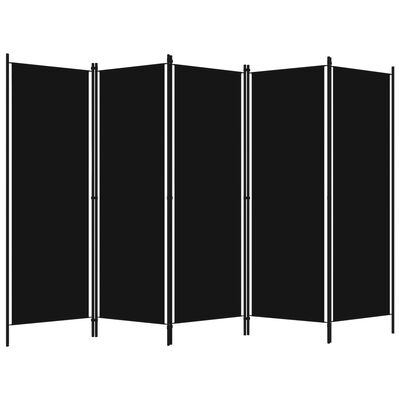 vidaXL Parawan 5-panelowy, czarny, 250 x 180 cm