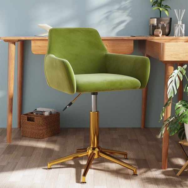 vidaXL Obrotowe krzesło stołowe, jasnozielone, obite aksamitem