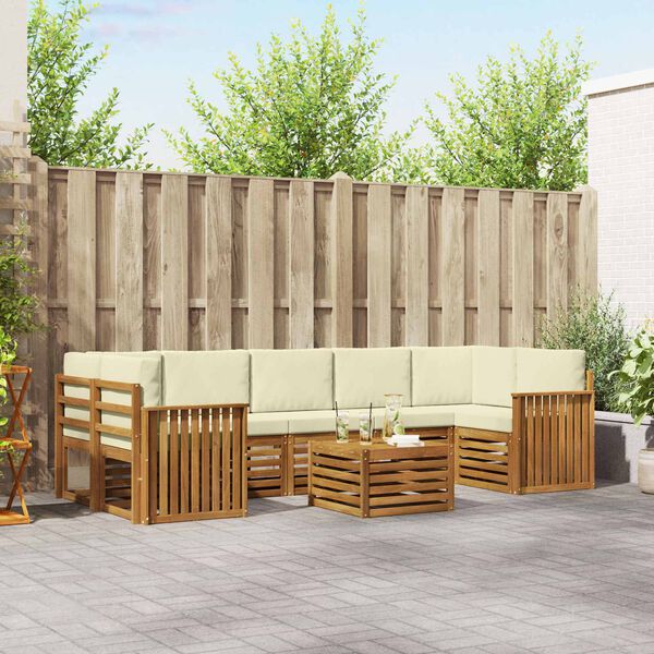 vidaXL Zestaw sof na zewnątrz z poduszką 8 pcs Naturalny i Kremowy