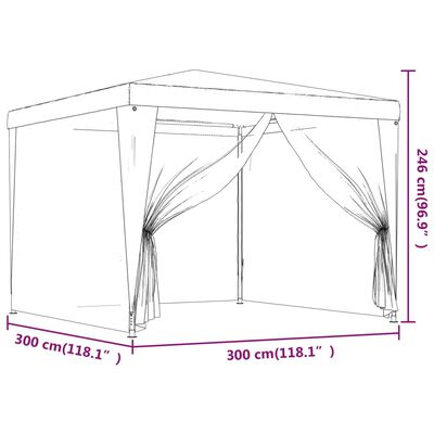 vidaXL Namiot imprezowy z 4 ścianami z siatki, antracyt, 3x3 m, HDPE
