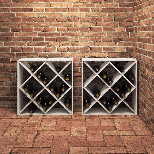 vidaXL Regał na wino 2 pcs Biały 62 x 25 x 62 cm Lite drewno sosnowe