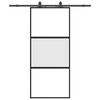 vidaXL Drzwi przesuwne z zestawem okuć czarne 90x205cm szkło hartowane