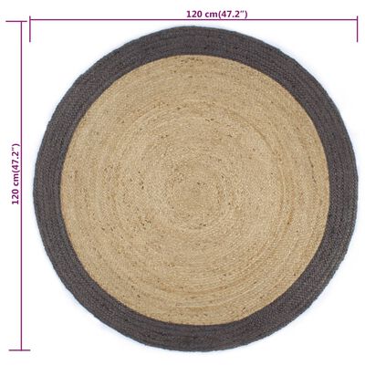 vidaXL Ręcznie wykonany dywanik, juta, ciemnoszara krawędź, 120 cm
