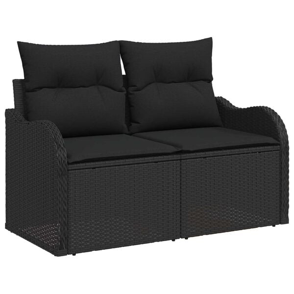 vidaXL Sofa Ogrodowa Czarny 121 x 62 x 69cm polirattan