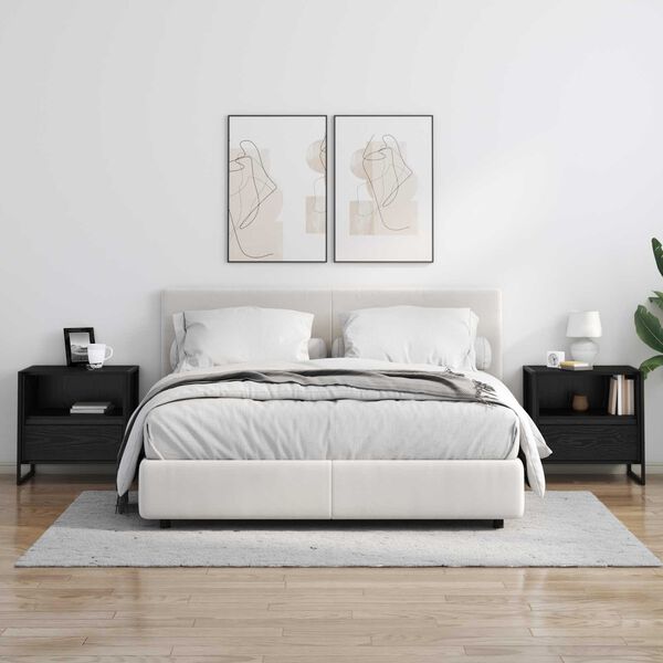 vidaXL Stolik nocny z szufladą Czarny Dąb 50 x 39,5 x 50 cm