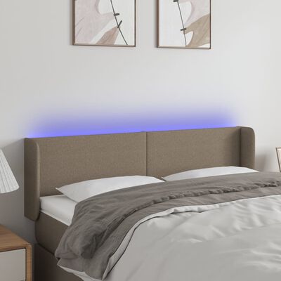 vidaXL Zagłówek do łóżka z LED, taupe, 147x16x78/88 cm, tkanina