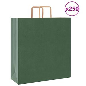 vidaXL Torby papierowe 250 szt. z uchwytami zielone 45x17x48 cm