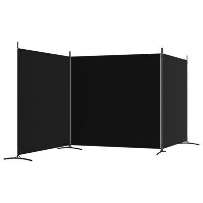 vidaXL Parawan 3-panelowy, czarny, 525x180 cm, tkanina