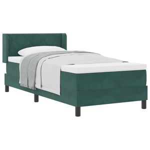 vidaXL Ł&oacute;żko sprężynowe Z zagł&oacute;wkiem Ciemna zieleń 190 x 90 cm Aksamit