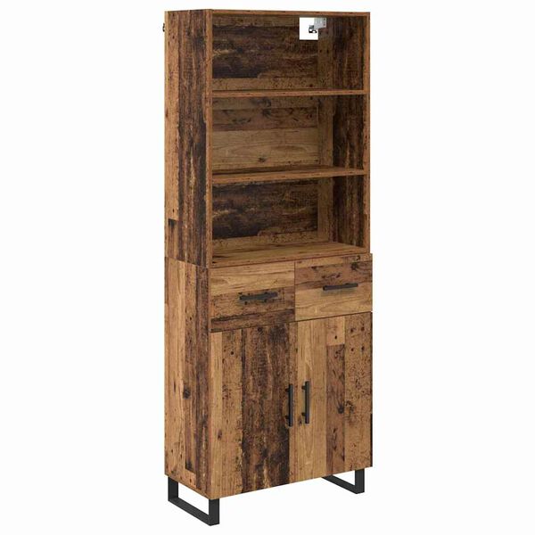 vidaXL Highboard z szufladą Stare drewno 69,5 x 34 x 180 cm